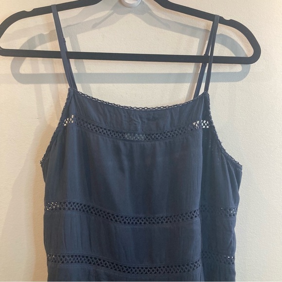 ARITZIA WILFRED Sz M Honoree 100% Modal Tiered Skirt Spaghetti Straps Dress BLUE - Picture 3 of 11